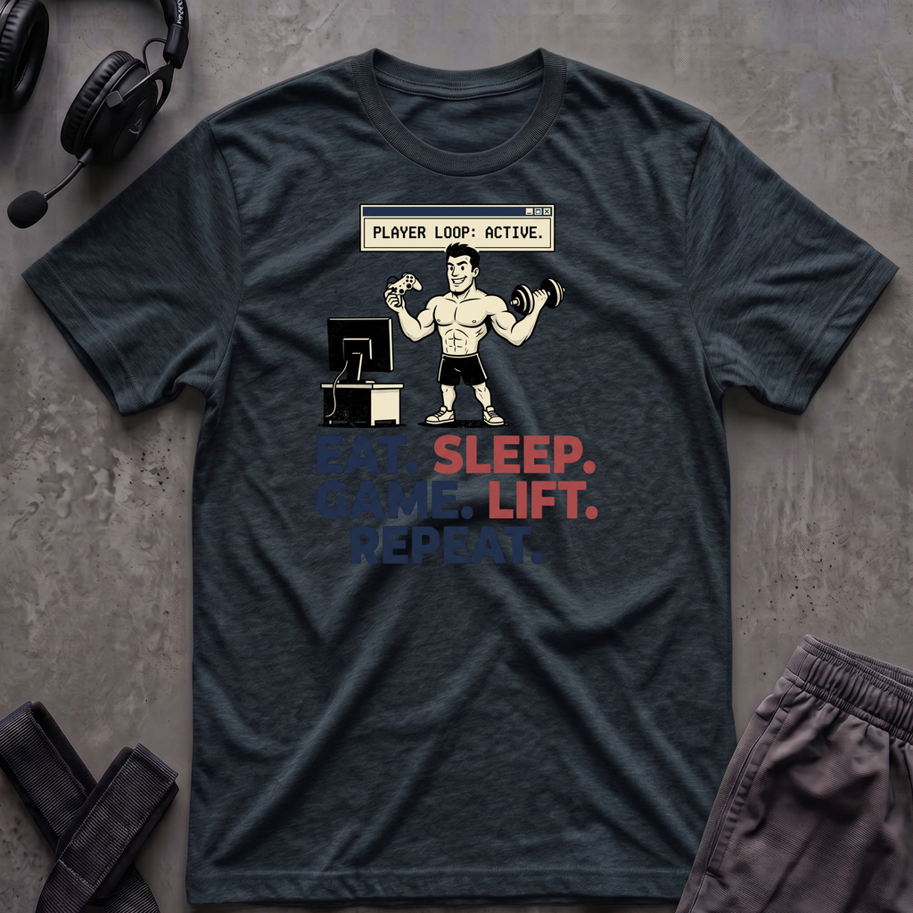 Eat.Sleep.Game.Lift.Repeat.  T-Shirt